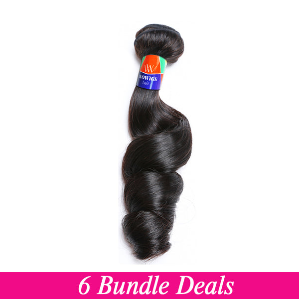 6 Bundle Deals Brazilian Loose Wave 100% Virgin Hair Human Extensions
