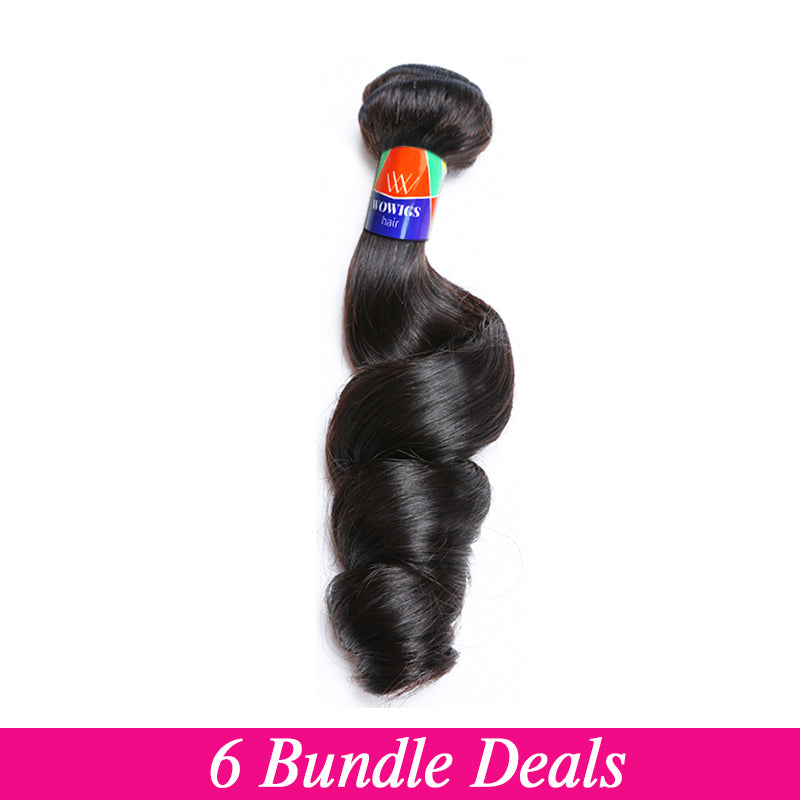 6 Bundle Deals Brazilian Loose Wave 100% Virgin Hair Human Extensions