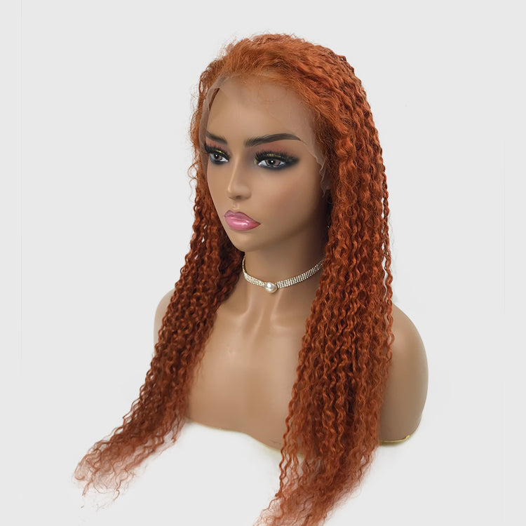 LIVE SPECIALS 6. All Fiery Copper Lace Front Wig Curly Hair 22 Inch 150% Density