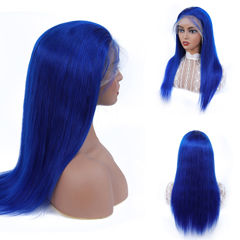 ALYSSA -Blue Straight Wig Pre Plucked Human Hair Lace Wig