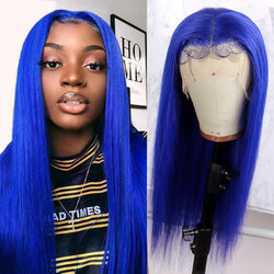 ALYSSA -Blue Straight Wig Pre Plucked Human Hair Lace Wig