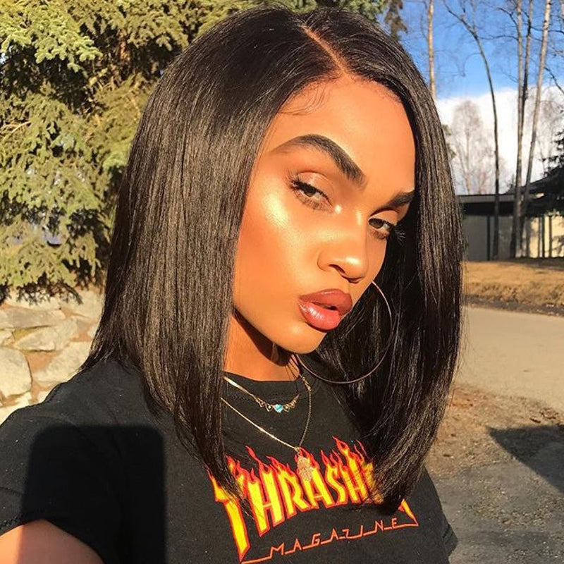 Short Bob Wigs 100% Virgin Human Hair Wigs Lace Front Wig Full Lace Wig 1