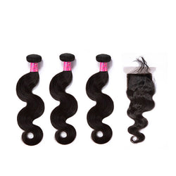 3 Bundles With a Silk Based Closure 4×4 Body Wave Virgin Hair Extensions