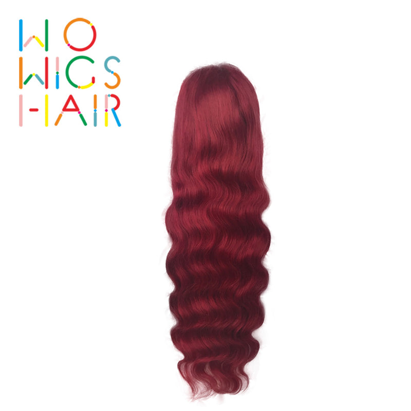 Pink Burgundy Body Wave Full Lace Wig Human Hair Extensions