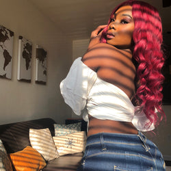 LATOYA - Burgundy Body Wave Full Lace Wig Human Hair Extensions