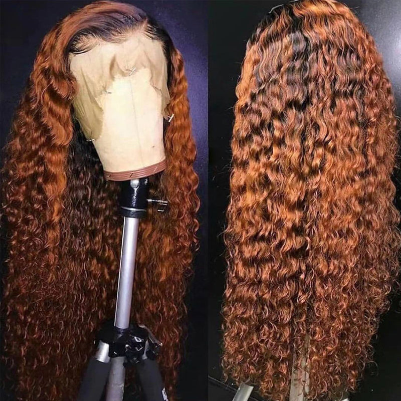 Fiery Copper Curly Human Hair Wig Breathable and Pre Plucked 1