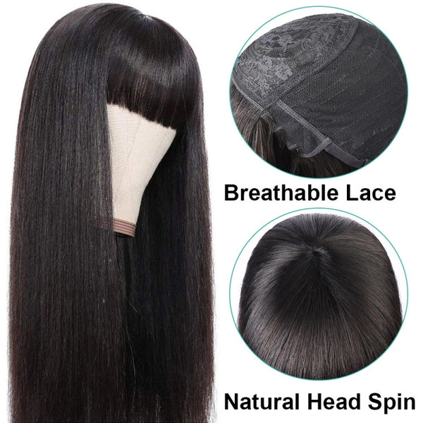 DEJA- Straight Wig with Bangs Full Machine Made Wig NO LACE