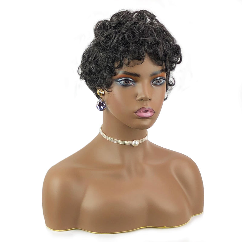 80% Gray Hair Wig for Seniors Pixie Cut Short Bob Wig #44 *Ready to Wear Full Machine Wig, No Lace*