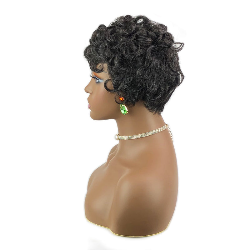 80% Gray Hair Wig for Seniors Pixie Cut Short Bob Wig #44 *Ready to Wear Full Machine Wig, No Lace*