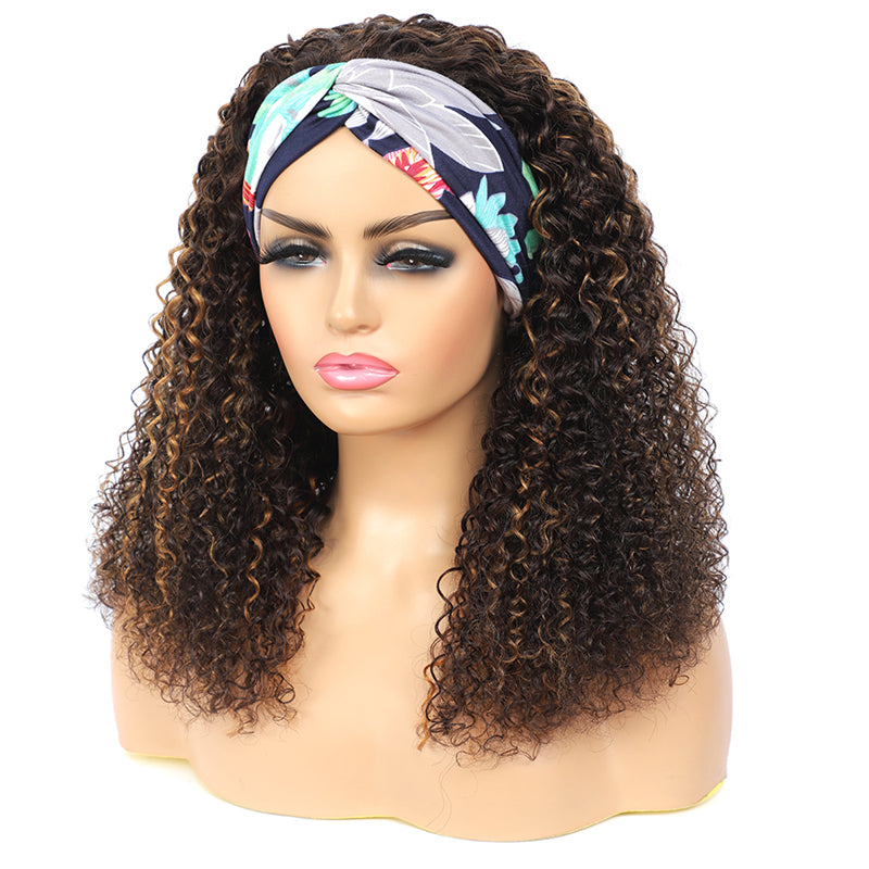 CANDICE 🔥Honey Blonde Highlighted Curly Headband Wig Human Hair Wig