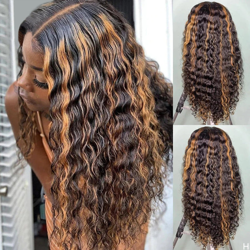 Highlighted Curly HD Lace 4x4 Closure Wig 20 inch 180% Density Human Hair Wig