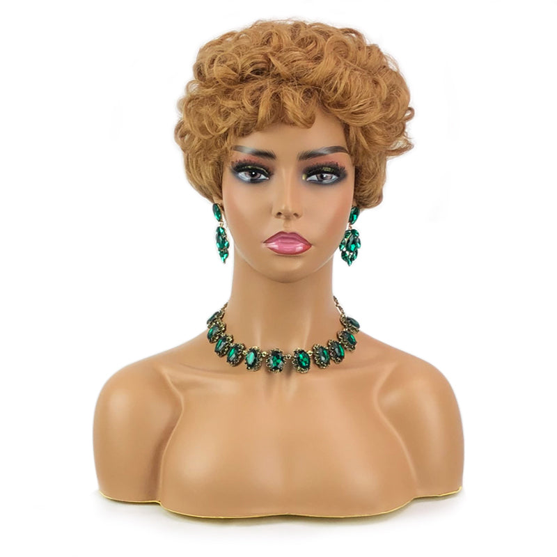 Honey Blonde Pixie Cut Short Bob Wig *Ready to Wear Full Machine Wig, No Lace*