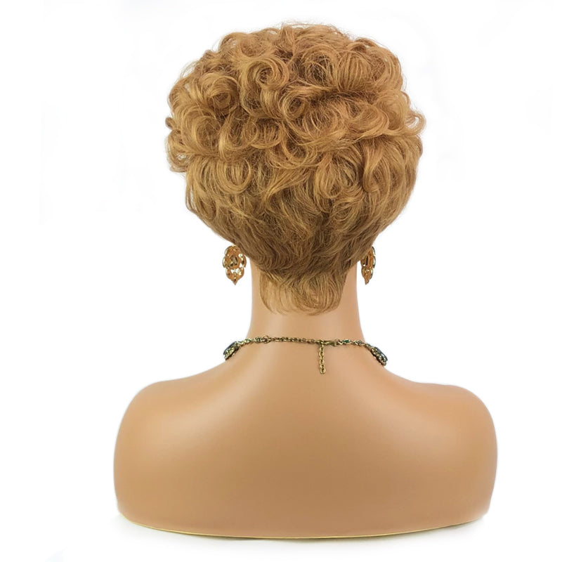 Honey Blonde Pixie Cut Short Bob Wig *Ready to Wear Full Machine Wig, No Lace*