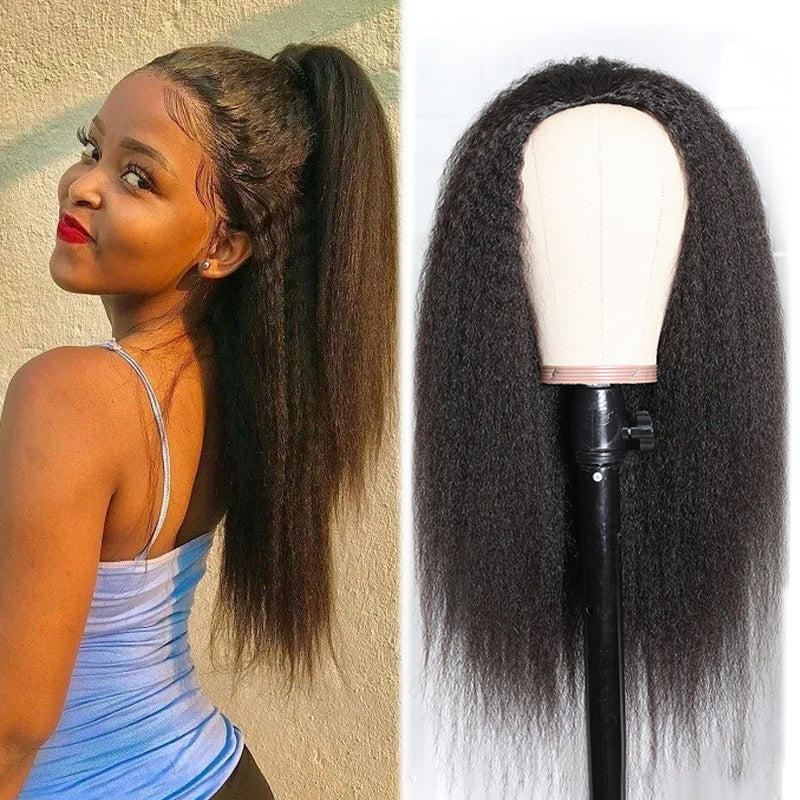 Kinky Straight Half Wig 100% Human Hair Extension