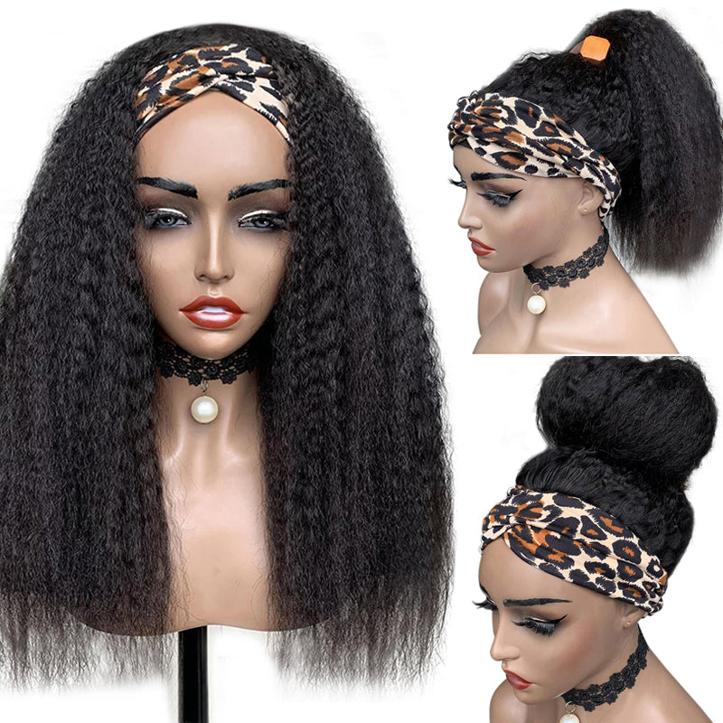 RAVEN Kinky Straight Headband Wig *No Lace No Glue* Beginner Friendly & Convenient