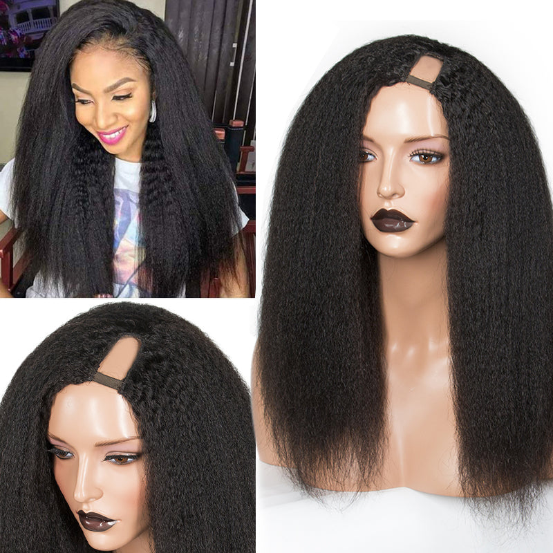 BRANDY Kinky Straight U Part Wig Side Part 100% Human Hair Wig