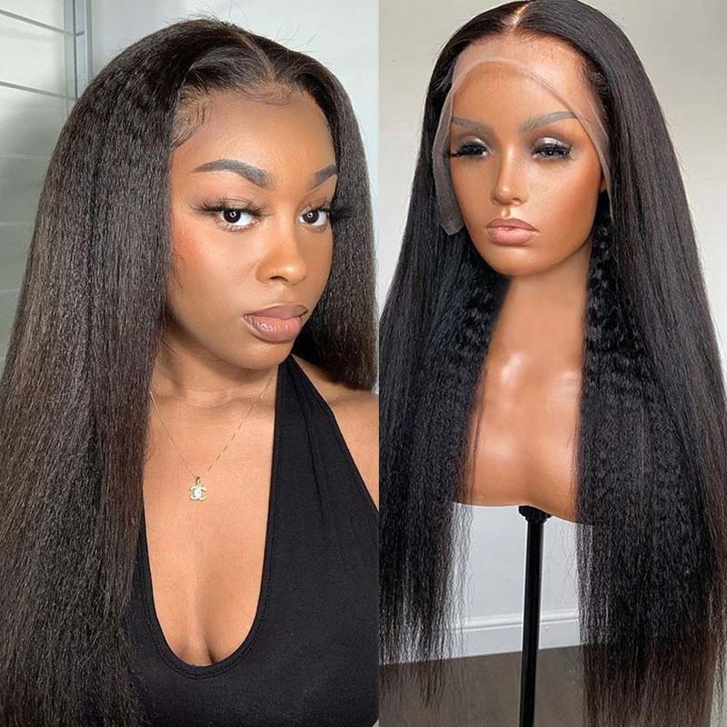 Kinky Straight 13x4 Lace Fronts Wig 100% Human Hair Wig