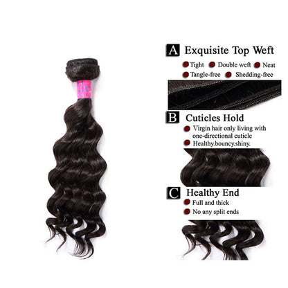 3 Bundles With a Silk Closure 4×4 Deep Wave Unprocessed Virgin Human Hair Extensions