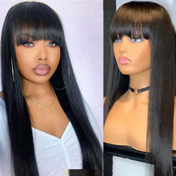 Naomi Signature Long Straight Wig with Bangs 13x4 Lace Front Wig 12-30 inch