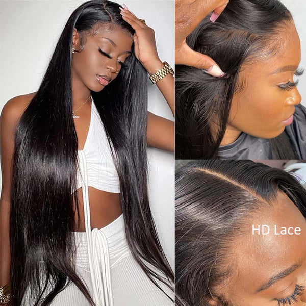 ✨HD Lace 16-40 inch✨Straight Hair Pre-Plucked 4x4 5x5 13x4 Lace Wig 100% Virgin Hair Glueless Wigs