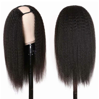 SHARON - Kinky Straight U Part Wig V Part Wig Natural Color 100% Human Hair