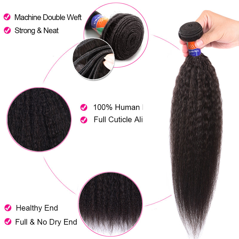 3 Bundle Deals Kinky Straight Hair 12-30 inch 100% Virgin Hair Extensions