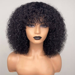 JOAN - Curly Wig with Bangs ✨Full Machine Made Wig ✨NO LACE
