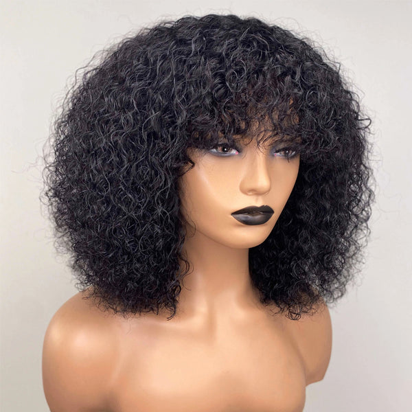 JOAN - Curly Wig with Bangs ✨Full Machine Made Wig ✨NO LACE