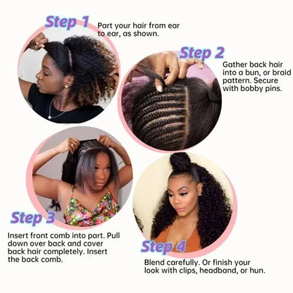 Kinky Curly Flip-Over Half Wig 100% Virgin Hair