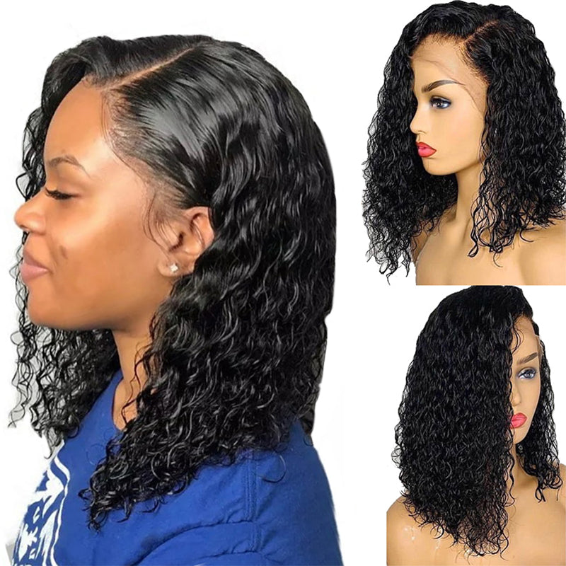 Curly Bob Wigs 100% Virgin Hair Short Bob Lace Front Wig Wet Curly Full Lace Wig