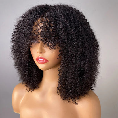 SELAH - Kinky Curly Wig with Bangs ✨Full Machine Made Wig ✨NO LACE