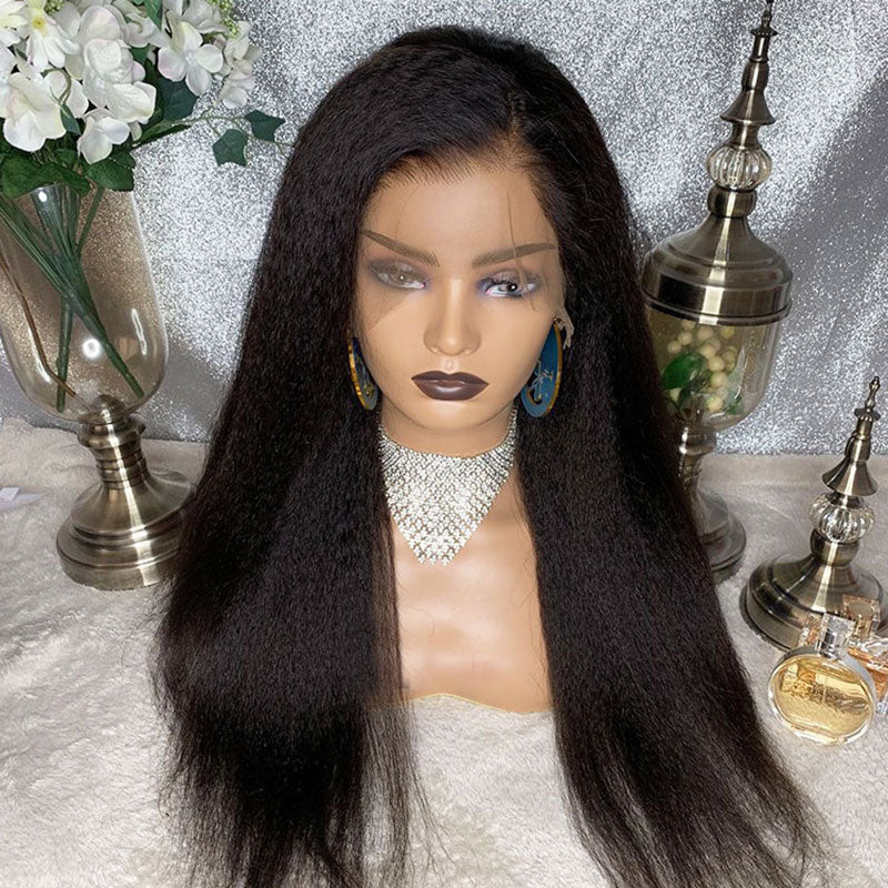 Kinky Straight 13x4 Lace Fronts Wig 100% Human Hair Wig