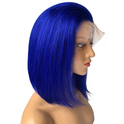 Blue Bob Wigs Lace Front Wig Full Lace Wig 100% Human Hair Wigs