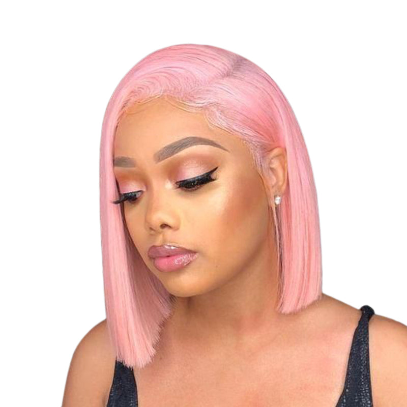 Pink Bob Wigs Lace Front Wig Full Lace Wig 100% Human Hair Wigs