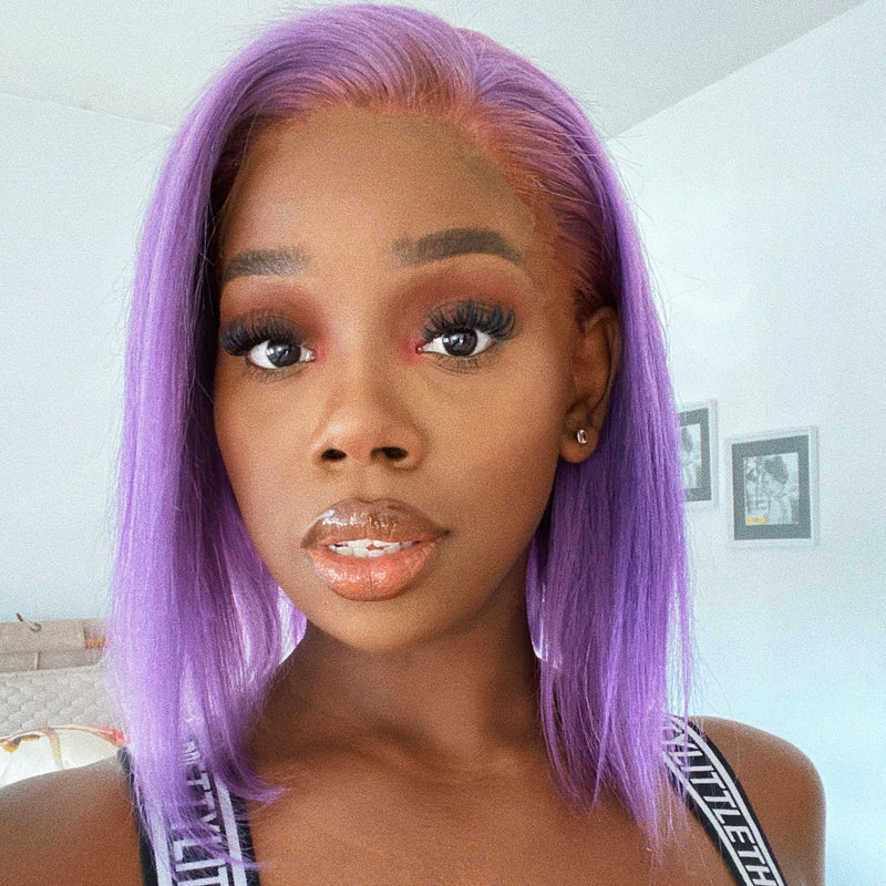 KEISHA - Customized Lavender Vibe Bob Lace Front Wig Full Lace Wig Human Hair Wigs
